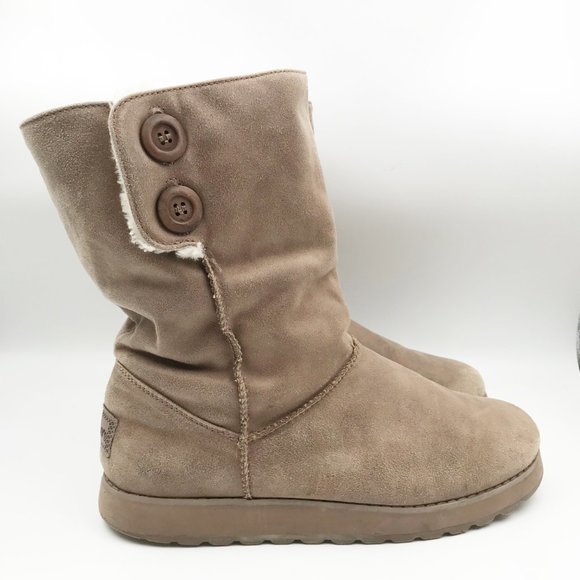 SKECHERS Keepsakes 2.0 Upland Natural Suede Fur Lined Winter Boots Womens 11 - Picture 4 of 14